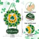 St Patricks Day Welcome Wood Hanging Sign Door Decorations, Shamrock Horseshoe St Patricks Day Wooden Sign Home Wall Decor, St. Patrick's Day Decorations for Home Office