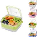 Divided Chilled Serving Tray for Parties, Ice Chilled Party Platter, Ice Serving Bowl with Lid and Handle, Charcuterie Serving Board, Cold Dish Dip for Fruit, Seafood, Vegetable Shrimp Cocktail Appetizer. (Green)