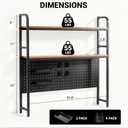 deli Desktop Shelf, Desk Hutch with Metal Pegboard, Black, 37.8 inches x 7.9 inches x 39 inches