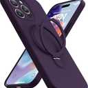 Magnetic Stand for iPhone 13 Pro, Liquid Silicone, [Compatible with MagSafe][Built-in Kickstand&Ring Holder] Anti-Scratch Soft Microfiber Lining, Deep Purple