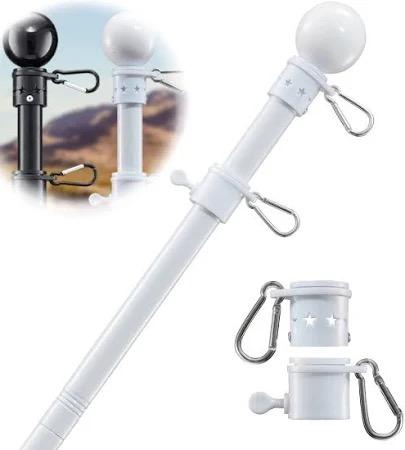 QWORK Flag Poles for Outside House, 5ft Stainless Steel Flagpole with 360 Rotating Anti-Wrap Rings, Two-Position Bracket Holder, Rust Resistant, 2 Pcs