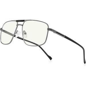 Reading Glasses for Men Square Double Bridge Blue Light Blocking Computer Readers (Grayness)