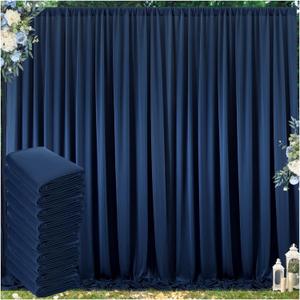 50 ft x 10 ft Wrinkle Free Navy Blue Backdrop Curtain for Parties,Polyester Photo Backdrop Drapes, Thick Background 10 Panels 5ft x 10ft for Baby Shower Wedding Birthday Party Backdrop Stand