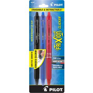 PILOT FriXion Clicker Erasable, Refillable & Retractable Gel Ink Pens, Fine Point, Black/Blue/Red Inks, 3-Pack (31467) PILOT FriXion Clicker Erasable, Refillable & Retractable Gel Ink Pens, Fine Point, Black/Blue/Red Inks, 3-Pack (31467)