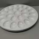 PAHTTO Deviled Egg Platter 2 Pack, Deviled Egg Trays with 24 Slot Each, Egg Container for Party Display, Portable Easter Egg Holder, Dishwasher Safe Melamine, 12inch Diameter