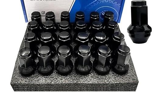 M14x2.0 OEM Lug Nuts Fit 2000-2014 Ford F150, 24PCS One Piece Design Factory Style M14-2.0 Wheel Lug Nuts for Expedition Lincoln Navigator Replacement Ford OE Stock 4L3Z1012A 7L1Z1012A Lugs Anti-Rust (Black)
