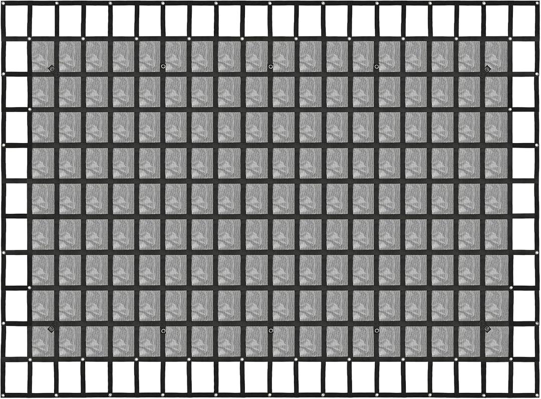 126" x 174" Truck Bed Cargo Net with 1500LBS Capacity | Heavy Duty 10.5' x 14.5' Cargo Net With Adjustable Cam Buckles & S-Hooks & Cross Strap For Pickup Truck Bed Trailer SUV Jeeps