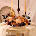 Serwalin Artificial Orange & Black Flowers, Silk Fake Flowers for DIY Wedding Bouquets Cake Flower, Harvest Table Centerpieces Birthday Party Home Halloween Decorations (Grand)