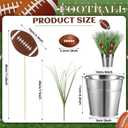 Soulchen 6 Set Football Party Table Decorations Kit Includes 6 Iron Bucket 12 Mini Rugby 90 Artificial Grass 6 Flags Centerpiece for Birthday Sport Themed Party Desk Supplies Rugby Favors(Football)