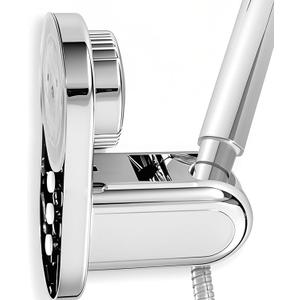 Handheld Shower Head Holder - 5 Positions Adjustable + 90 downwards - Adhesive Wall Mount - Fits Large showerhead - Wider Slot For Universal Fits - Polished Chrome