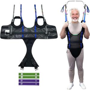 Patient Walking Sling for Ambulation Training,Comfort Padded Lift Walking Sling Standing Aids Suitable for Portable Support -SWL 550 Lbs (Black, Large)