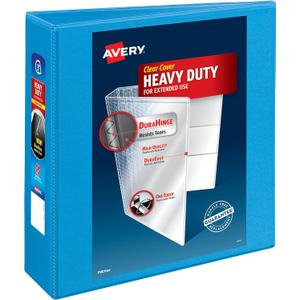 Avery Heavy-Duty View 3 Ring Binder, 3" One Touch Slant Rings, Holds 8.5" x 11" Paper, 1 Light Blue Binder (05601)