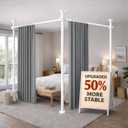 White Room Dividers Tension Curtain Rod, No Drilling Adjustable 72-200" W x 43-120" H Pole,Divider for Room Separation