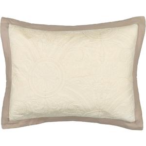 Vue Bensonhurst Modern Embroidered Rectangular Decorative Euro Sham Pillow Case, 20" x 26", Ivory