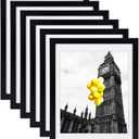 BSRHOME 12x16 Picture Frames Set of 6 with Plexiglass, Display Pictures 11x14 with Mat or 12x16 Without Mat for Tabletop Display and Wall MountingBlack