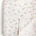 mushie Muslin Baby Swaddle Blanket | 100% Organic Cotton (Pink Flowers)
