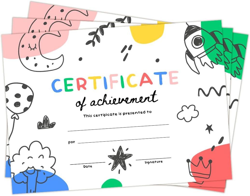3 x GardenCity Certificates of Achievement for Kids, 8x11 Award Certificates, Blank Student Award Certificates for School Classrooms, Home, Preschool and Kindergarten, Graduation (25 Pack)