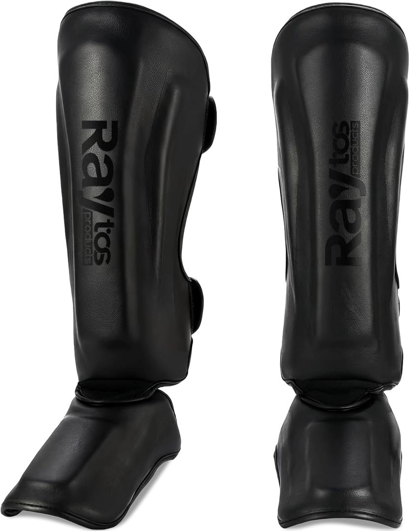 Raytos Shin Guards Kickboxing Martial Arts Karate Shin Guards Leg Guards Protector Muay Thai MMA Shock Absorption L