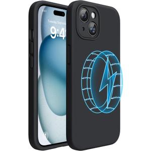 Miracase Compatible with iPhone 15 Case, [Soft Anti-Scratch Microfiber Lining], Compatible with MagSafe, Liquid Silicone Case Shockproof Drop Protection Phone Case for 15, Black Magnetic