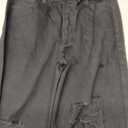 THUNDER STAR Womens High Waisted Wide Leg Jeans Stretchy Distressed Denim Pants (Black, M)