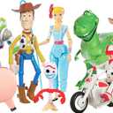 Mattel Disney and Pixar Toy Story Storytellers Figure Pack, 9 Figures & Vehicle, Woody Buzz Rex Forky Bo Peep Duke Caboom & Toy Motorcycle, Carnival Crew