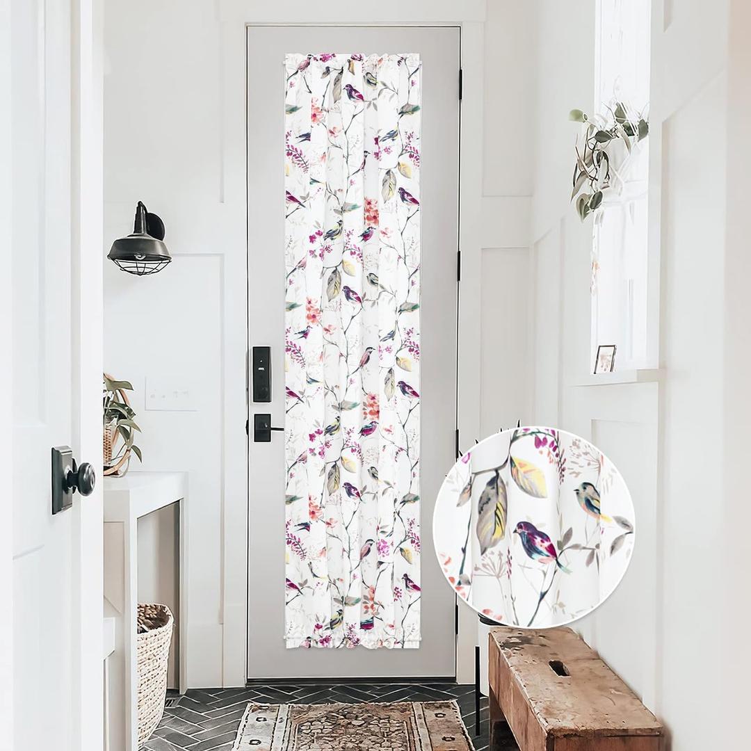 VOGOL Classroom Door Curtains, Bird Patterns Rod Pocket French Door Curtain, Light Filtering Window Panel for Sliding Glass Closet Doorway, 25 x 72, 1 Piece (Purple)