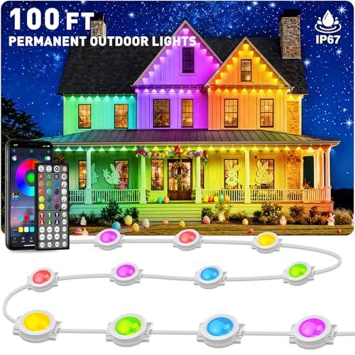 INZIDOL100FT Permanent Outdoor Lights, IP67 Waterproof,for House Roof, Christmas, Holiday, Party, Daily Lighting, Smart RGB Outdoor Lights with Remote APP Control & DIY Scenes : Tools & Home Improvement