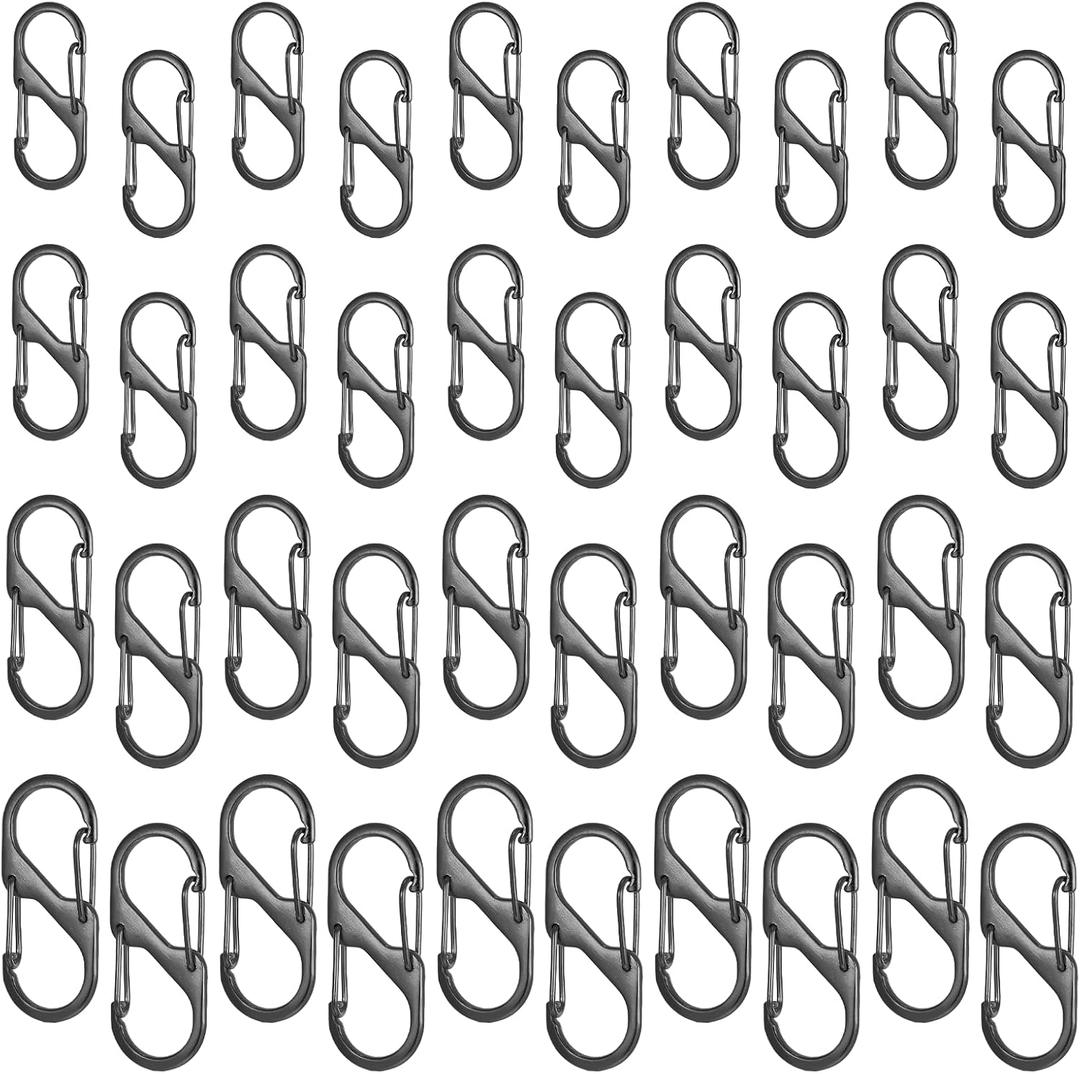 40Pcs Zipper Clips Anti Theft, Double Carabiner Clip, Zipper Locks, Dual Hook Carabiner Lock Zipper Pull Replacement Deterrent, Backpack Lock for Bag Luggage Backpack Purse Travel Suitcase, 4 Size