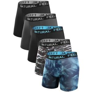 Natural Feelings Mens Underwear Coolzone Boxer Briefs for Men Pack Stretch Performance Quick Dry Sports Underwear, M, 5 Piece