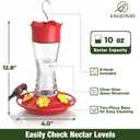 Kingsyard Glass Hummingbird Feeder for Outdoors Hanging, 10 oz Leak-Proof Humming Bird Feeders with Ant Moat & Bee Proof Feeding Ports, Hummingbird Gift for Bird Lovers (Clear)