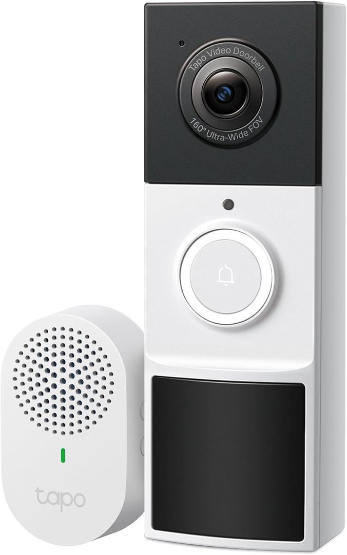 Tapo 2K Wireless Smart Video Doorbell with Chime - 160° Ultra-Wide View,Person Detection,Ring Call, 2-Way Audio,Subscription-Free Local Storage/Optional Cloud,Motion Only Alert, Works with Alexa, D210