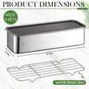 Hushee 3 Set 304 Stainless Steel Containers for Fridge with Removable Drain Tray 60 oz Rectangular Airtight Food Container with Lids for Fruit Bacon Deli Meat Storage(10.43 x 3.94 x 2.76 Inch)