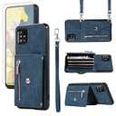 Phone Case for Samsung Galaxy A71 5G Wallet Cover with Tempered Glass Screen Protector and Wrist Crossbody Strap Lanyard Credit Shoulder Card Holder Slot Stand Leather Cell A 71 G5 71A S71 Blue