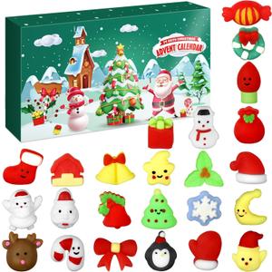Advent Calendar 2025 Christmas Countdown Calendar, 24 Days Mochi Squishy Toys Christmas Advent Calendars Stress Relief Toys for Kids Girls Boys Toddlers Teens Stocking Stuffers Party Favors