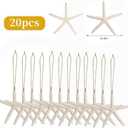20PCS Christmas Starfish Ornaments Ready to Hang 3"-4'' Natural Starfish Decor with Drilled Holes & Hanging Rope for Christmas Tree Hanging Ornaments, Beach Theme Wedding Home DIY Crafts