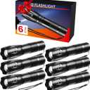 Pack of 6 LED Flashlights High Lumens, 5Mode Tactical Flashlight for Home, Small Flashlights Powerful, Pocket Flashlight Battery Powered, Adjustable Torch Light, Mini Flash Light for Emergencies Camping