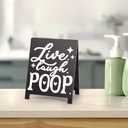 Live Laugh Poop Funny Bathroom Decor Reminder Decorative Sign Humorous Vanity Sign for Home Hotel Airport Restroom Toilet Gag Fun Gift for Coworkers Friends White Elephant Gifts