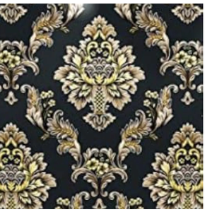 YIFU LIFE F61101 Luxury Damask Wallpaper Rolls,Black/Brown/Yellow Textured Wallpaper for Wall Decoration 20.8" x 374"