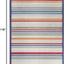 Superior Indoor Outdoor Area Rug, Perfect for Patio, Bedroom, Kitchen, Laundry Room, Entryway, Office, Playroom, Carpet Cover, Modern Casual Stripe Geometric, Eastyn Collection, 7' 10" x 9' 10", Cream