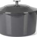 Martha Stewart Gatwick 7 QT Enamel Cast Iron Dutch Oven  Gray, Durable Heavy-Duty Dutch Oven for Slow Cooking, Braising, and Baking
