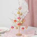 DN DECONATION 16Pcs Valentine's Day Heart Ornaments, Valentines Day Pink and Gold Glass Heart Baubles Ornament for Valentine's Day & Christmas Mini Tree Wedding Anniversary Party Decoration