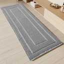 BULULOM Bathroom Runner Rug Super Absorbent Non Slip Long Bath Mat Machine Washable Boho Bathroom Rugs Quick Dry Rug Runners for Hallway Bedroom Laundry Room,Grey, 2'x 6'(24" x 72")