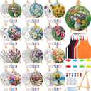 Supervitae 96 Pcs 5.9" Round Pre Drawn Canvas Painting Kit for Kids Adults Spring Floral Sip and Paint Canvas Kit for Birthday Valentines Holiday Christmas Party Favor DIY Home Decor Gifts