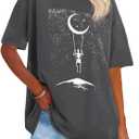 Womens Oversized Tshirt Graphic Tees Crew Neck Summer Short Sleeve Loose Fit Tops (A-Starry Night Grey, M)