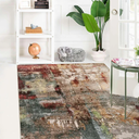 Lahome Modern Abstract 5x7 Area Rugs for Living Room, Washable Bedroom Rug Soft Non Slip Low Pile, Faux Wool Contemporary Carpet for Indoor Floor Decor Home Office Dining Room,Red/Multi