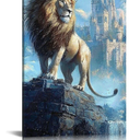 Lion Canvas Wall Art Lion ocean Castle Blue Pictures Painting Decor Modern 12*16