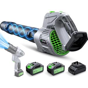 Electric Leaf Blower Cordless, 900,000 RPM, 2 x 4.0Ah Batteries & Charger, Handheld Leaf Blowers for Lawn Care, 5 Speed Mode, Portable Lightweight Grass Blower for Yard, Patio & Outdoor Use (Gray)