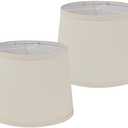 Set of 2 Small lampshades 10 inch for Table lamps and Nightstand Lamps,Assembly Required,Small Empire lamp shade Spider Fitter, Handcrafted Natural Linen lamp shades (8"x10"x8", Beige)