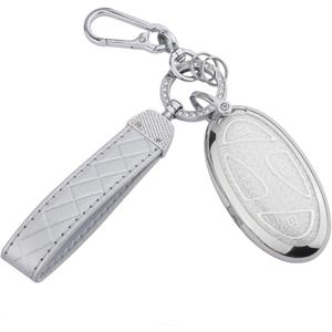 for Hyundai 5 Buttons Key fob Cover, Soft TPU Keys Protector Bling Key Fob Keychain for 2024 2023 Hyundai Ioniq 6 Grandeur GN7, KONA, Elanrtra, Santa Fe, Sonata, Tucson 2025, Silver Clear