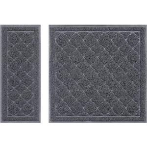 unipaws Cat Litter Trapping Mat, Litter Box Scatter Control Pad, Litter Free Floors and Urine Waterproof, Gentle on Paws, No Phthalate (18.7"18.7" & 18.7"7.6")